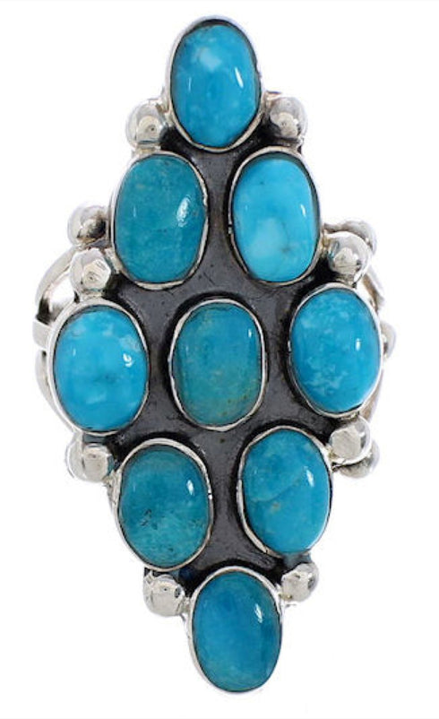 Genuine Sterling Silver And Turquoise Ring Size 5-1/2 WX36710