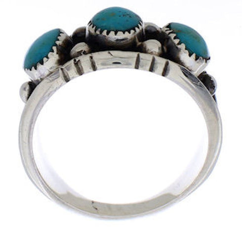 Southwestern Sterling Silver Turquoise Ring Size 6-3/4 WX36847