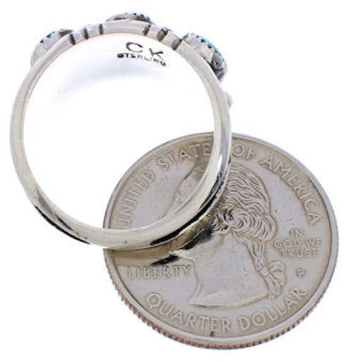 Southwestern Sterling Silver Turquoise Ring Size 6-3/4 WX36847