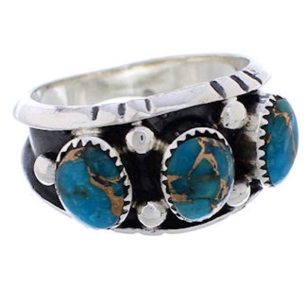 Southwestern Sterling Silver Turquoise Ring Size 5-1/2 WX37023