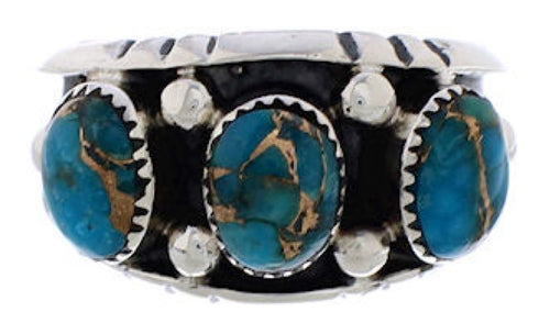 Southwestern Sterling Silver Turquoise Ring Size 5-1/2 WX37023