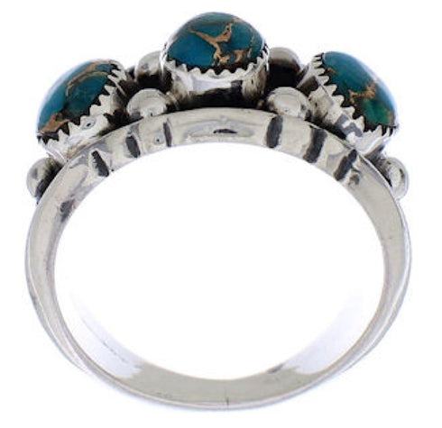 Southwestern Sterling Silver Turquoise Ring Size 5-1/2 WX37023