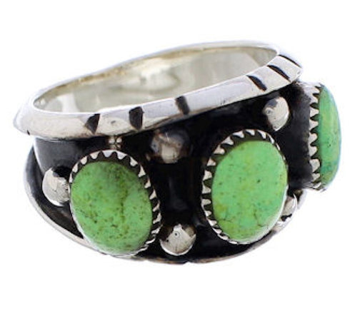 Southwestern Silver Jewelry Turquoise Ring Size 6-1/2 WX37106