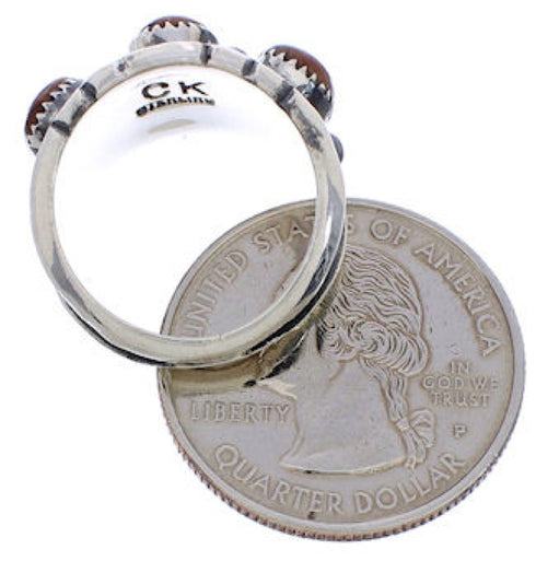 Red Oyster Shell Authentic Sterling Silver Ring Size 5-3/4 WX37174