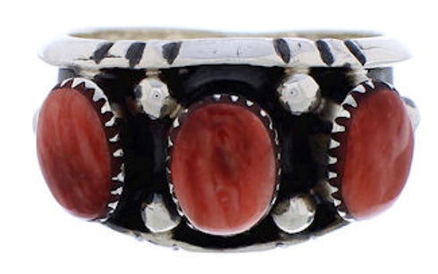Red Oyster Shell Sterling Silver Southwest Ring Size 7-1/2 WX37191