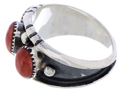 Southwest Red Oyster Shell Sterling Silver Ring Size 5-1/2 WX37190