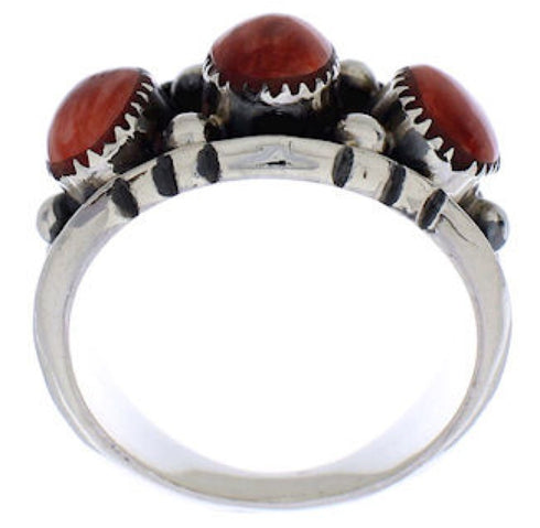 Southwest Red Oyster Shell Sterling Silver Ring Size 5-1/2 WX37190