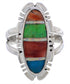 Multicolor Inlay Sterling Silver Southwest Ring Size 9-3/4 EX21928