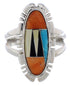 Multicolor Silver Southwestern Jewelry Ring Size 7-3/4 EX21931