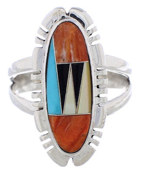 Sterling Silver Multicolor Southwest Jewelry Ring Size 8-1/2 EX21937