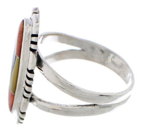 Sterling Silver Multicolor Inlay Southwest Ring Size 9-1/2 EX21941