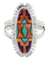 Multicolor Inlay Southwestern Silver Ring Size 6-1/2 EX21958