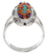 Multicolor Inlay Southwestern Silver Ring Size 6-1/2 EX21958