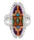 Southwest Jewelry Multicolor Sterling Silver Ring Size 7-1/2 EX21980