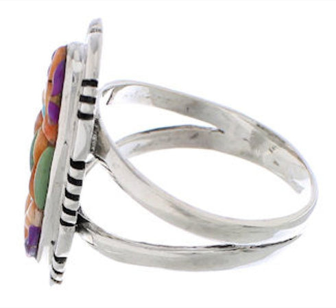 Multicolor Southwest Jewelry Sterling Silver Ring Size 6-1/2 EX21991