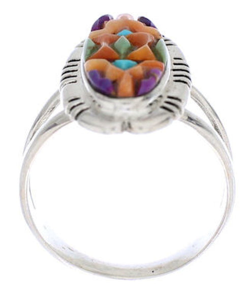 Southwest Jewelry Multicolor Sterling Silver Ring Size 7-1/2 EX21980