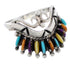 Sterling Silver Multicolor Needlepoint Jewelry Ring Size 7-3/4 EX21998