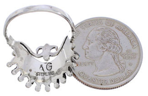 Sterling Silver Multicolor Needlepoint Jewelry Ring Size 7-3/4 EX21998