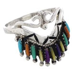 Silver Multicolor Needlepoint Southwest Ring Size 6-3/4 EX22027