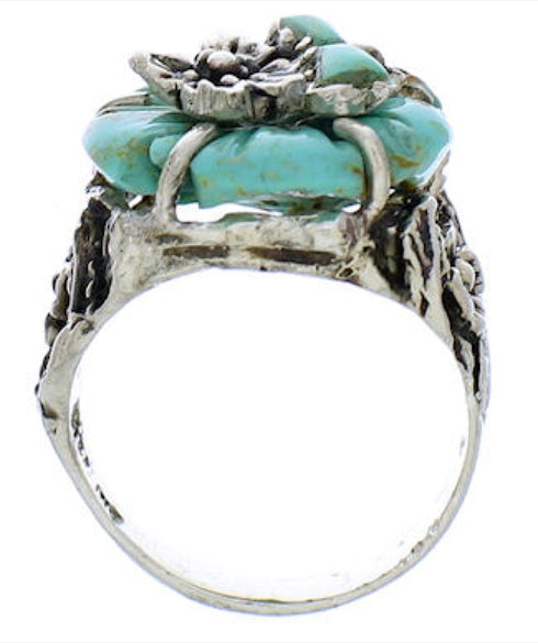 Southwest Jewelry Turquoise Dragonfly Flower Ring Size 6-1/4 EX23302