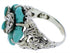 Turquoise Flower Dragonfly Sterling Silver Southwestern Ring Size 7-3/4 YX89599