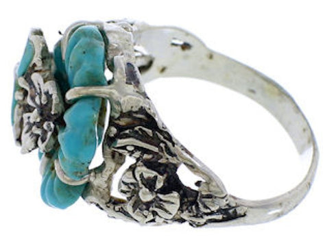 Turquoise Flower Dragonfly Sterling Silver Ring Size 4-3/4 EX23317