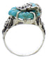 Turquoise Flower Dragonfly Sterling Silver Ring Size 4-3/4 EX23317