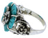 Southwest Turquoise Silver Flower Dragonfly Ring Size 4-3/4 EX23328