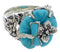 Southwest Turquoise Flower Dragonfly Jewelry Ring Size 5-1/4 EX23349