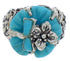 Southwest Turquoise Flower Dragonfly Jewelry Ring Size 5-1/4 EX23349