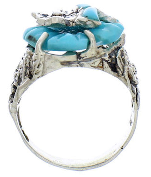 Southwest Turquoise Flower Dragonfly Jewelry Ring Size 5-1/4 EX23349