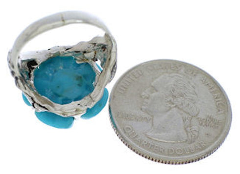 Southwest Turquoise Flower Dragonfly Jewelry Ring Size 5-1/4 EX23349