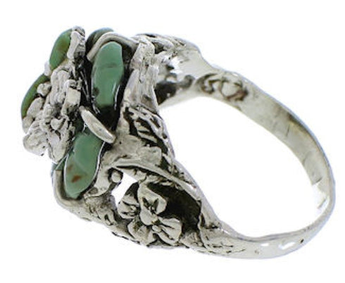 Southwest Turquoise Silver Flower Dragonfly Ring Size 4-3/4 EX23384