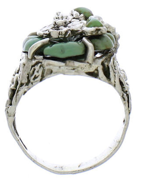 Southwest Turquoise Silver Flower Dragonfly Ring Size 4-3/4 EX23384