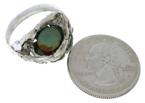 Turquoise Flower Dragonfly Sterling Silver Ring Size 5-1/4 EX23409