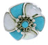 Turquoise Mother Of Pearl Flower Southwest Ring Size 5-1/4 EX23411