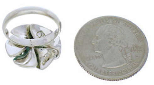 Southwest Turquoise Mother Of Pearl Flower Ring Size 8-1/2 EX23395