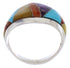Multicolor Inlay Southwest Sterling Silver Ring Size 6-3/4 EX22451