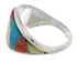 Southwest Sterling Silver Multicolor Inlay Ring Size 8-1/2 EX22455