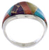 Southwest Sterling Silver Multicolor Inlay Ring Size 8-1/2 EX22455