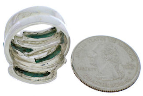 Southwest Jewelry Silver Turquoise Ring Size 7-1/4 FX21956