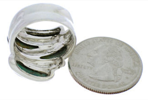 Southwestern Sterling Silver Turquoise Ring Size 5-3/4 FX21977
