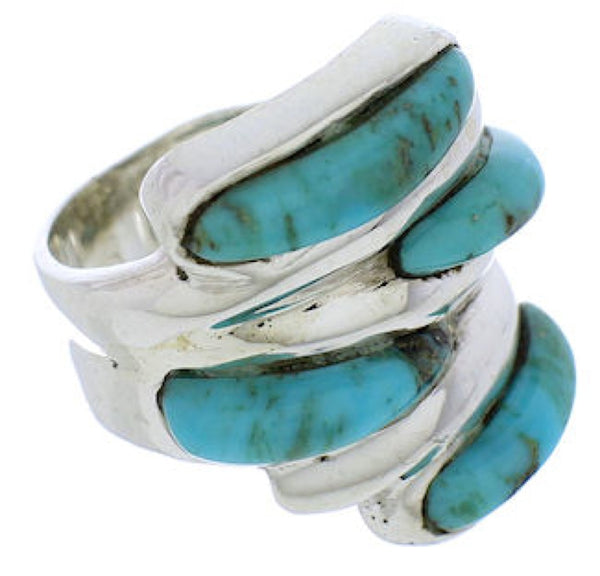 Turquoise Inlay Sterling Silver Ring Size 6-1/4 FX21985