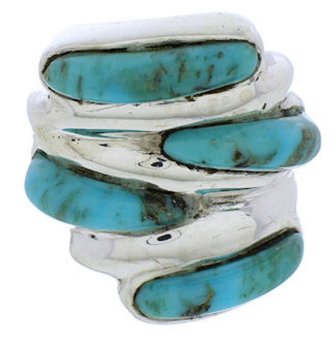 Turquoise Inlay Sterling Silver Ring Size 6-1/4 FX21985