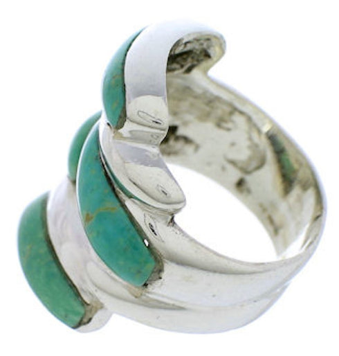 Silver Southwest Turquoise Inlay Ring Size 5-1/4 FX22001