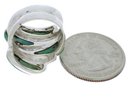 Silver Southwest Turquoise Inlay Ring Size 5-1/4 FX22001