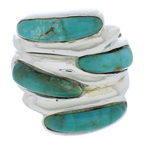 Southwest Silver Jewelry Turquoise Inlay Ring Size 4-1/2 FX22028
