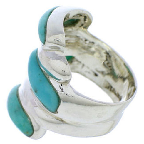 Turquoise Inlay Silver Southwest Jewelry Ring Size 5 FX22045