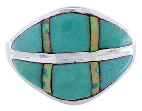 Southwest Turquoise Opal Silver Jewelry Ring Size 6-3/4 MX23335