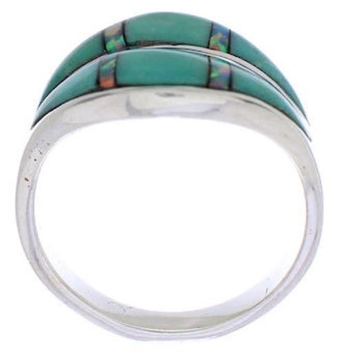 Southwest Turquoise Opal Silver Jewelry Ring Size 6-3/4 MX23335